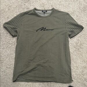 MAN Olive Pinstripe Short Sleeve Tee